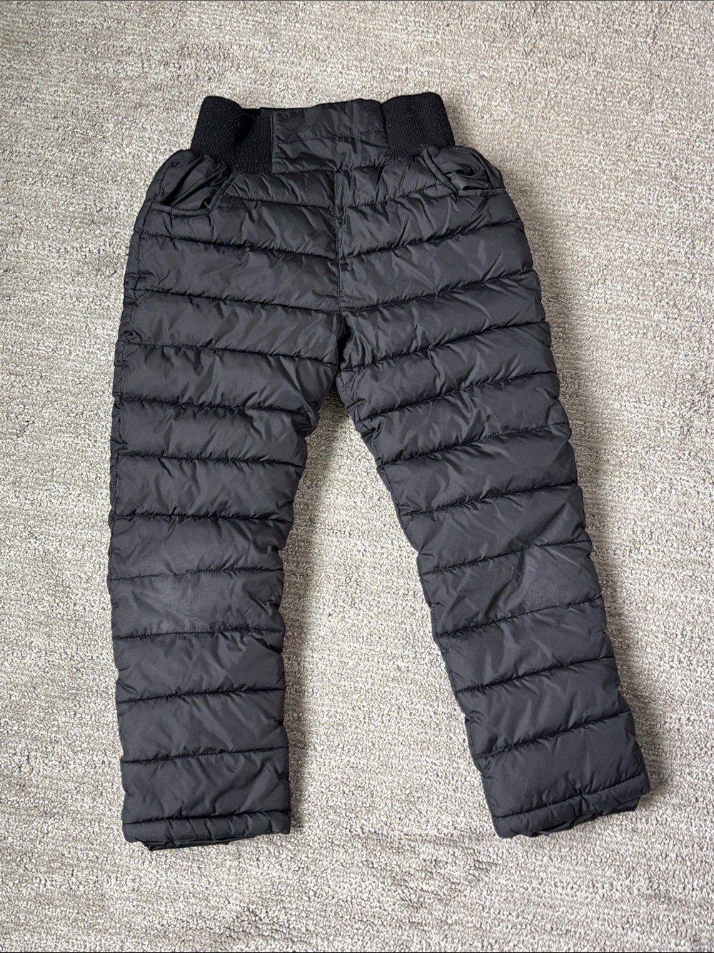 Kids Black Quilted Puffer Pull on Snow Pants - Insulated
